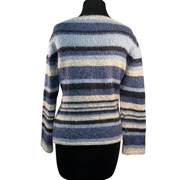 Marks & Spencer St Michael Womens Wool & Mohair Blend Striped Sweater UK 10 Blue - Picture 7 of 8